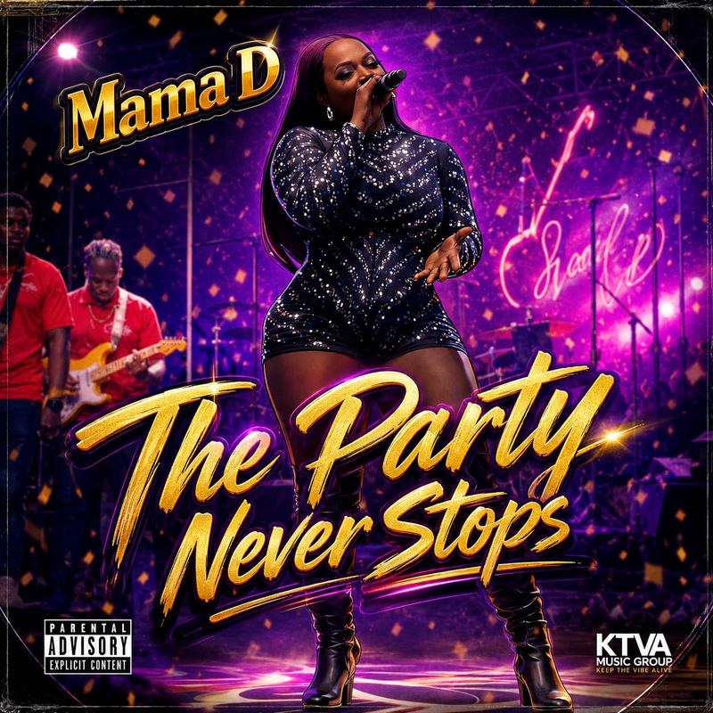 Cover artwork for The Party Never Stops by Mama D